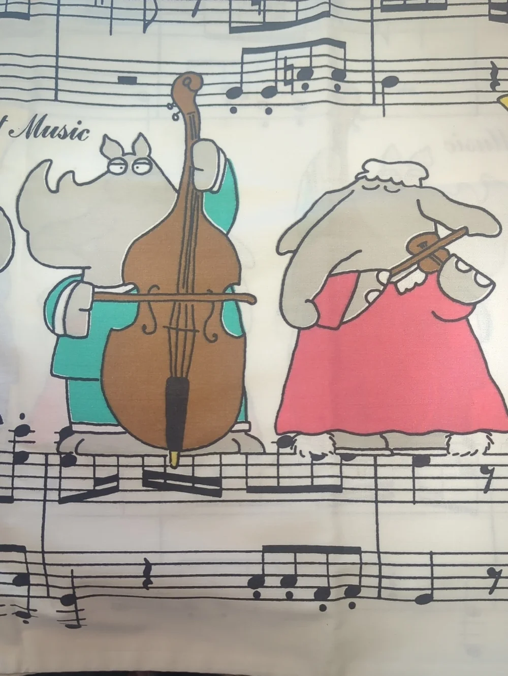 Vintage Sandra Boynton for Martex Musical Theme Standard Set Pillow Cases (2)